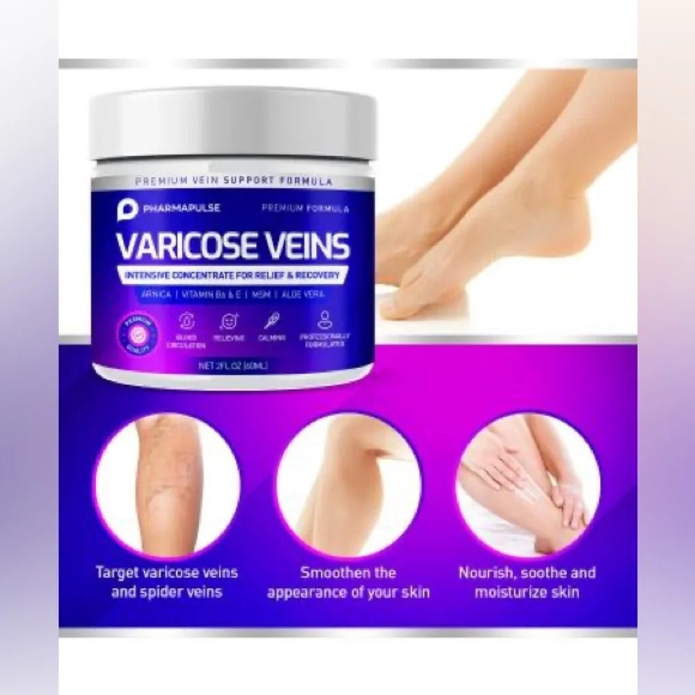Pharmapulse Varicose Veins Cream 4 oz Leg Treatment Soothing Recovery Formula